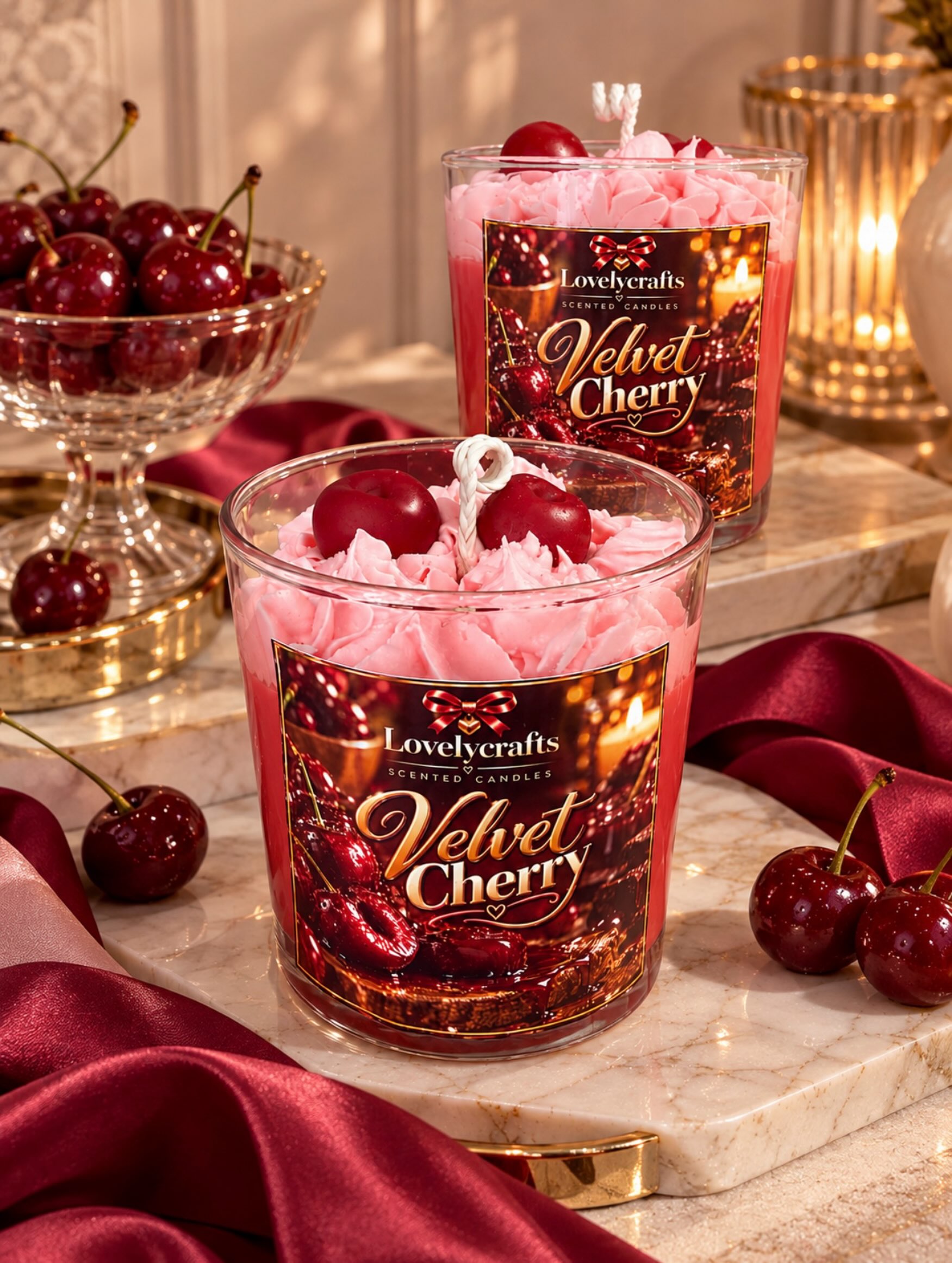 🍒❤️ Meet your new obsession…Velvet Cherry!✨ 
Ένα λαχταριστό άρωμα κερασιού,σε ένα κερί που ξεχωρίζει τόσο για την εμφάνιση όσο και για το άρωμά του!🎀🕯️

Ανακάλυψέ το στο lovelycrafts.gr🤍

#Lovelycrafts #VelvetCherry #ΑρωματικάΚεριά #HandmadeCandles #waxmelts