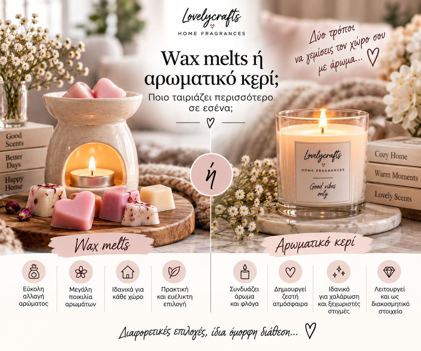 🕯️ Wax melts ή αρωματικό κερί; Ποιο ταιριάζει περισσότερο σε εσένα;